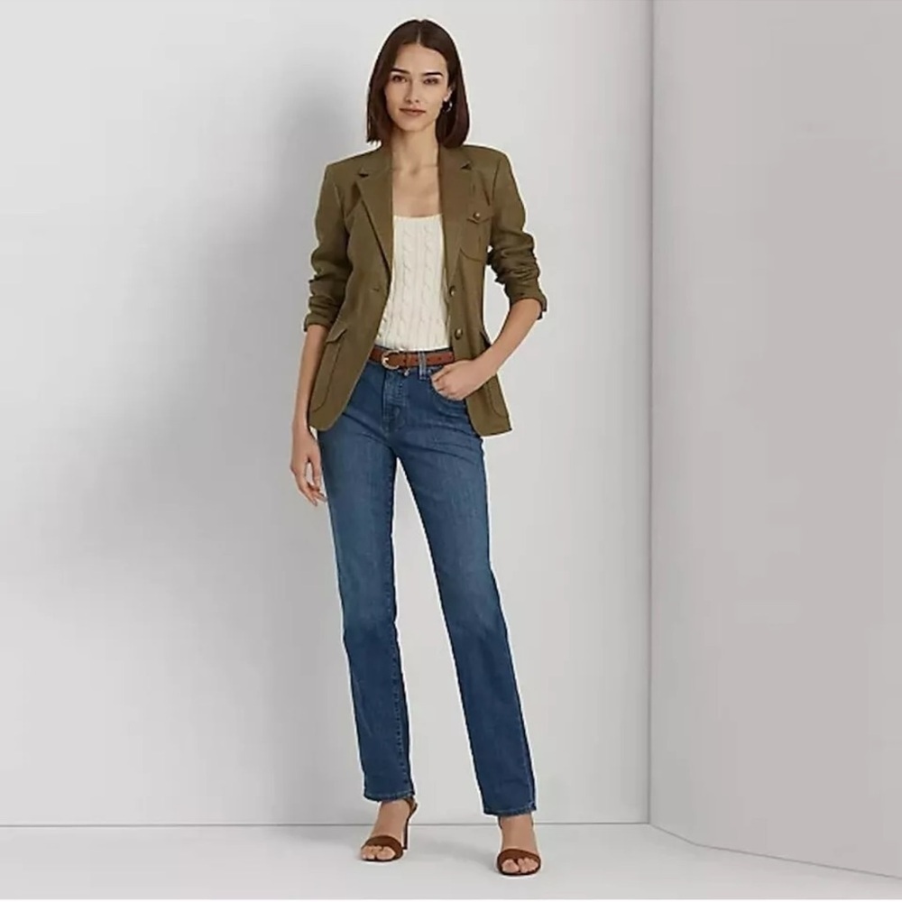 Ralph Lauren Black Label Mid-Rise Straight Jeans Ocean Blue Sz 4 Slim Sculpting